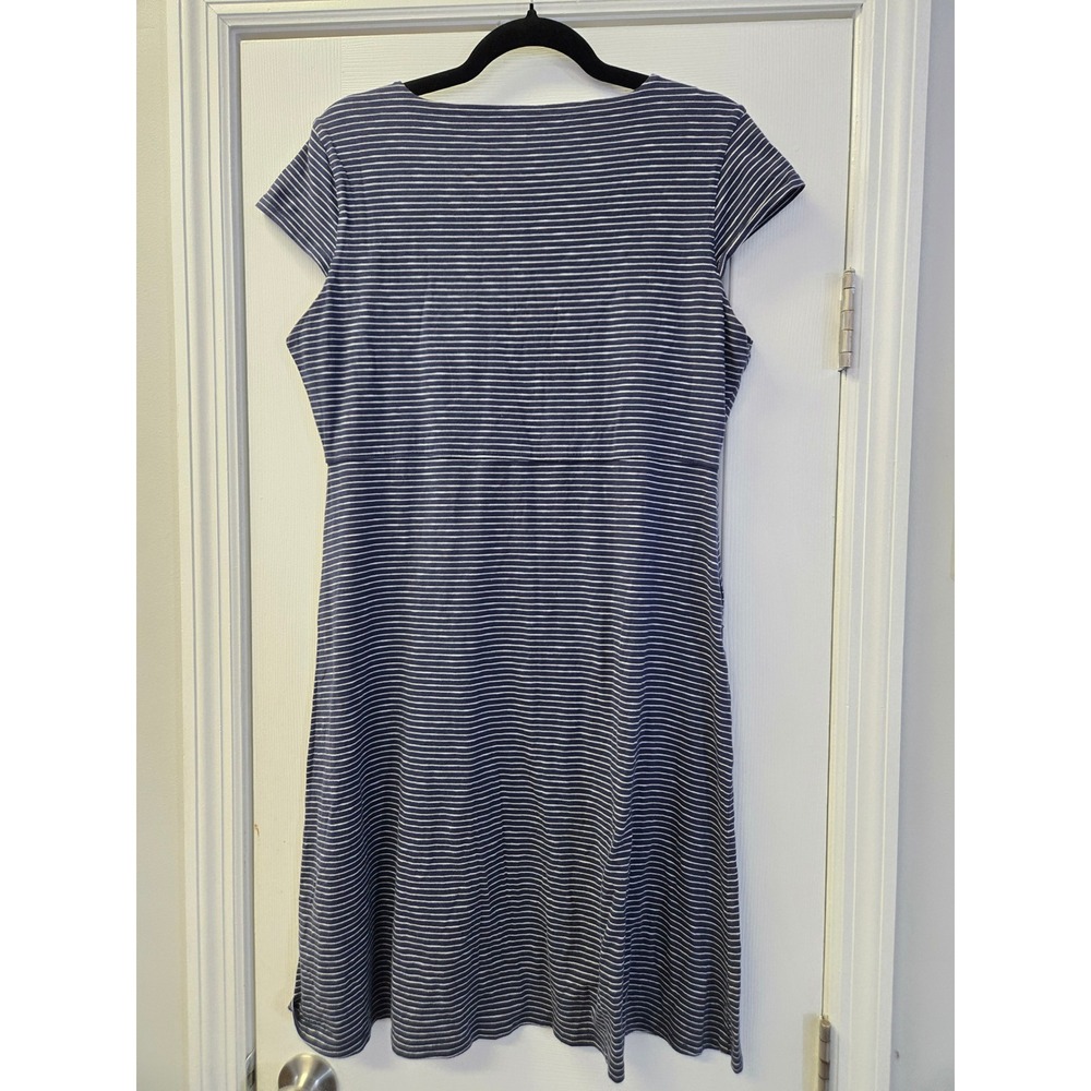 Toad&Co Striped Dress Navy Blue White L Eco-Friendly Pockets Nautical Coastal - Picture 5 of 7